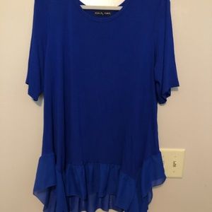 Kim & Cami EUC Blue Ruffled Hem Tunic 1X